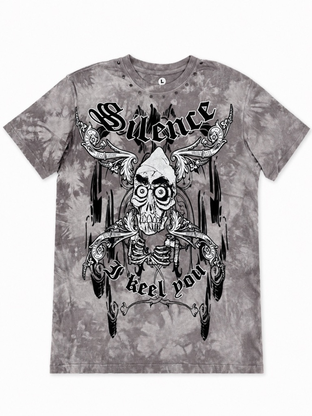 Y2K Goth Skull Tee Tie Dye Graphic Shirt Size L